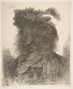 Testa di un uomo in ombra leggermente girata a sinistra, dalla serie di Grandi Or..., ca. 1645-1650 da Giovanni Benedetto Castiglione