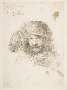 Testa di un uomo con cappello piumato, forse Bernini, forse un autoritratto