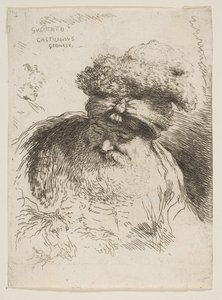 Testa di un vecchio barbuto con turbante, dalla serie di Piccole Teste in Oriente, ca. 1645-1650 da Giovanni Benedetto Castiglione