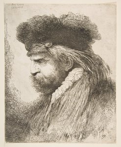 Testa di un vecchio che guarda a sinistra, dalla serie di Grandi Teste Orientali da Giovanni Benedetto Castiglione
