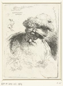 Testa di un vecchio con cappello da Giovanni Benedetto Castiglione
