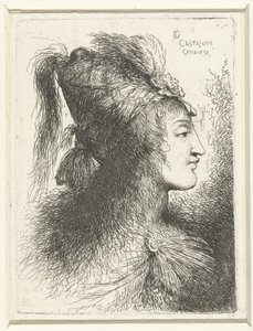 Testa di giovane con cappello alto, Testa di giovane donna, Piccolo studio di teste con copricapi orientali (titolo della serie)