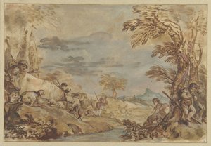 Paesaggio con mandrie in movimento