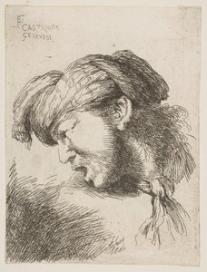 Uomo con turbante, una cravatta legata intorno al collo, rivolto a sinistra, dalla serie di..., 1645-1650