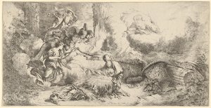 Natività con Dio Padre e angeli da Giovanni Benedetto Castiglione