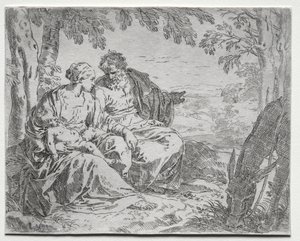 Riposo durante la fuga in Egitto da Giovanni Benedetto Castiglione