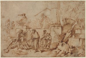 Tobia seppellisce i morti, 1640s da Giovanni Benedetto Castiglione