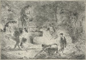 Tobia seppellisce i morti, c.1647-51 da Giovanni Benedetto Castiglione