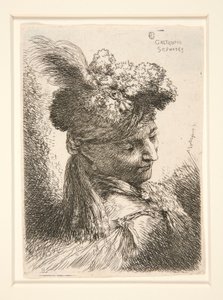Giovane senza barba, visto in 3/4 di vista, girato a destra, guardando in basso, dalla serie Les petites tetes da Giovanni Benedetto Castiglione