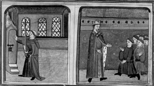 Decameron, Uno stalliere bussa alla porta della regina travestito da re; il re affronta i suoi servi. Terzo giorno, racconto 2 da Giovanni Boccaccio
