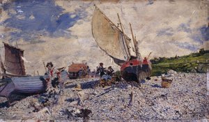 Spiaggia di Étretat a nord di Le Havre da Giovanni Boldini