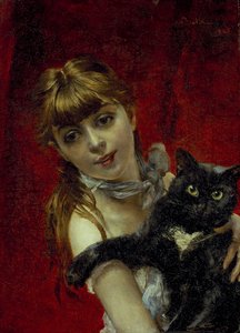 Ragazza con gatto nero