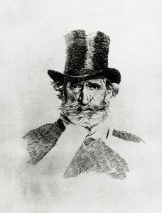 Ritratto di Giuseppe Verdi (1813-1901), compositore italiano, disegno di Giovanni Boldini (1842-1931)