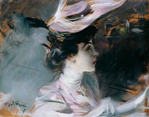 Ritratto di Lina Cavalieri con nuovo cappello da Giovanni Boldini