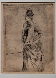 Ritratto di una Giovane Donna in Piedi di Profilo (La Visita) da Giovanni Boldini