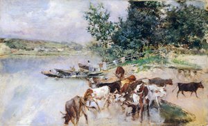 Abbeveramento del bestiame sulla Senna da Giovanni Boldini