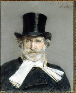 Ritratto di Giuseppe Verdi nel 1886. Disegno di Giuseppe Boldini (1842-1931). Roma. Galleria D