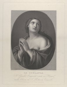 Personificazione femminile della Speranza che guarda in alto con le mani giunte e la spalla sinistra scoperta, ca. 1835-81 da Giovanni Buonafede