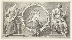 Cartiglio con uomo e donna incoronati da Giovanni Cattini (attributed to)
