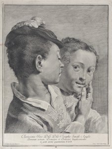Ragazzo con cappello che tocca il viso di una ragazza, 1743