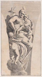 Studio per un pennacchio raffigurante Giustizia e Carità, 1630-50 da Giovanni Cesare Testa