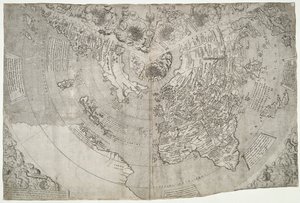 Mappa del mondo, Mundu [sic] spericum... cognosces diligentia joani mathei Contareni.., di Contarini, Giovanni e Francesco Rosselli da Giovanni Contarini