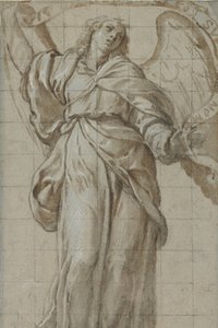 Angelo in piedi che tiene una pergamena da Giovanni Domenico Caresana