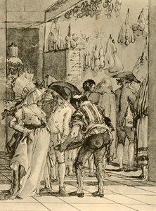 Un negozio con merci affumicate da Giovanni Domenico Tiepolo