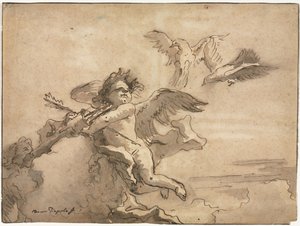 Cupido bendato e due colombe da Giovanni Domenico Tiepolo