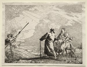 Fuga in Egitto: La Sacra Famiglia arriva alla riva del fiume da Giovanni Domenico Tiepolo