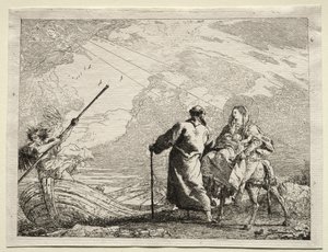 Fuga in Egitto: La Sacra Famiglia Arriva alla Riva del Fiume da Giovanni Domenico Tiepolo