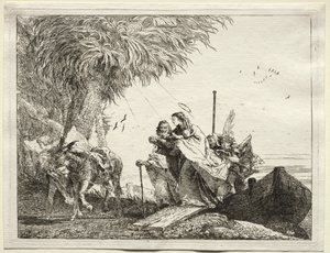 Fuga in Egitto: La Sacra Famiglia, sbarco da Giovanni Domenico Tiepolo
