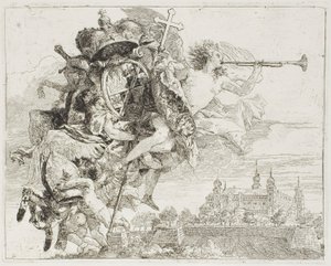 Frontespizio: Le armi di Carl Philipp von Greiffenklau portate in alto da un angelo, da La fuga in Egitto da Giovanni Domenico Tiepolo