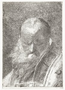 Religioso con testa calva in casula da Giovanni Domenico Tiepolo
