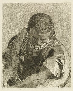 Testa di un moro chinato in avanti da Giovanni Domenico Tiepolo