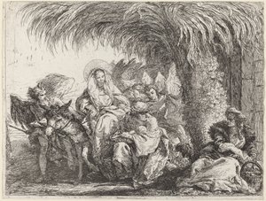 Giuseppe si Inginocchia con il Bambino davanti a Maria sull