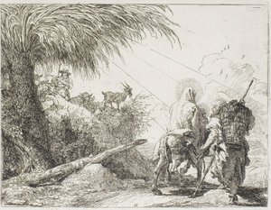 Giuseppe e Maria che Passano un Pastore e il Suo Gregge, tavola undici da La Fuga in Egitto da Giovanni Domenico Tiepolo