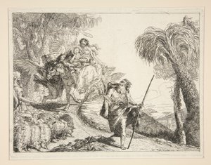 Giuseppe con la Vergine e il Bambino, dalla serie Idee pittoresche sopra la fuga in Egitto da Giovanni Domenico Tiepolo