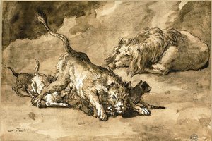 Leone, leonessa e cuccioli da Giovanni Domenico Tiepolo