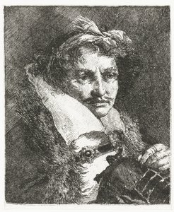 Uomo con baffi e elmo da Giovanni Domenico Tiepolo