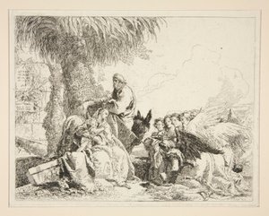 Riposo durante la Fuga in Egitto, dalla serie Idee pittoresche sopra la fuga in Egitto da Giovanni Domenico Tiepolo
