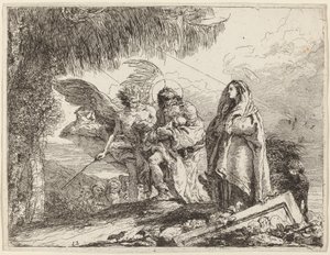 La fuga, Sacra Famiglia che cammina con un angelo da Giovanni Domenico Tiepolo