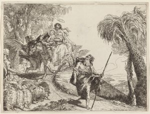 La fuga con Giuseppe in primo piano da Giovanni Domenico Tiepolo