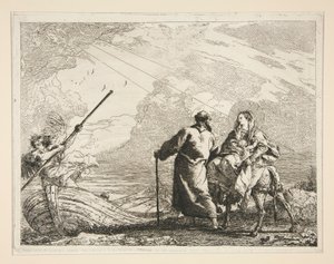 La Sacra Famiglia arriva al bordo di un fiume, dalla serie Idee pittoresche sopra la fuga in Egitto da Giovanni Domenico Tiepolo