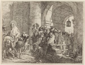 La Sacra Famiglia arriva a una porta della città