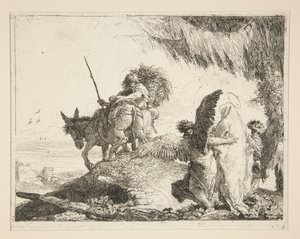 La Sacra Famiglia tra Due Angeli, dalla serie Idee pittoresche sopra la fuga in Egitto da Giovanni Domenico Tiepolo
