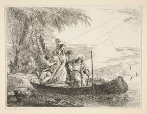 La Sacra Famiglia entra in una barca, dalla serie Idee pittoresche sopra la fuga in Egitto da Giovanni Domenico Tiepolo