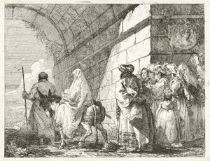 La Sacra Famiglia passa sotto un arco cittadino da Giovanni Domenico Tiepolo