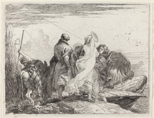 La Sacra Famiglia che si prepara a imbarcarsi da Giovanni Domenico Tiepolo