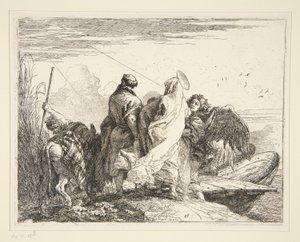 La Sacra Famiglia presso un fiume, dalla serie Idee pittoresche sulla fuga in Egitto da Giovanni Domenico Tiepolo